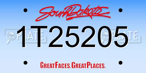 1T25205 South Dakota License Plate