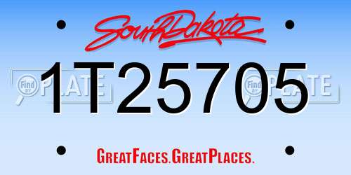 1T25705 South Dakota License Plate