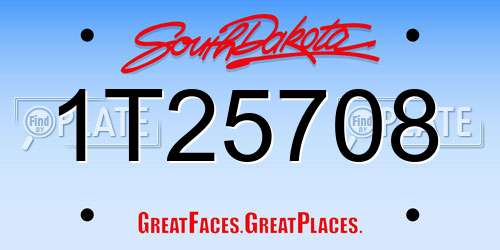 1T25708 South Dakota License Plate