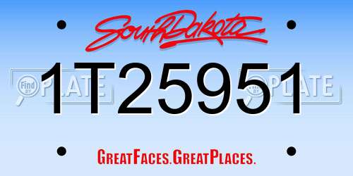 1T25951 South Dakota License Plate