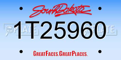 1T25960 South Dakota License Plate