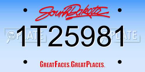 1T25981 South Dakota License Plate