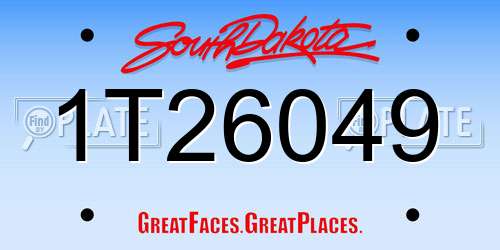 1T26049 South Dakota License Plate