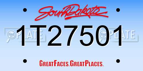 1T27501 South Dakota License Plate