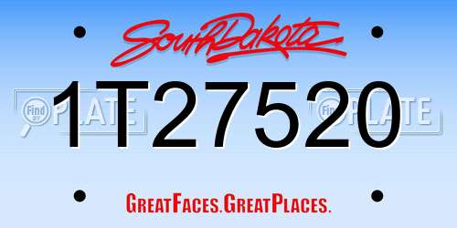 1T27520 South Dakota License Plate