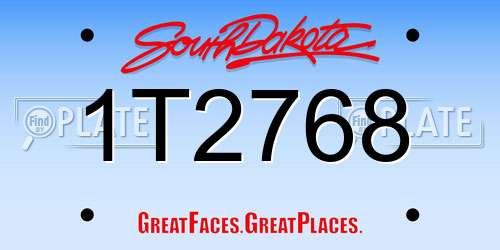 1T2768 South Dakota License Plate