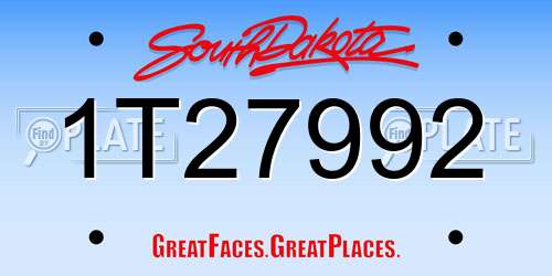 1T27992 South Dakota License Plate