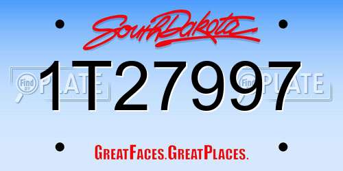 1T27997 South Dakota License Plate
