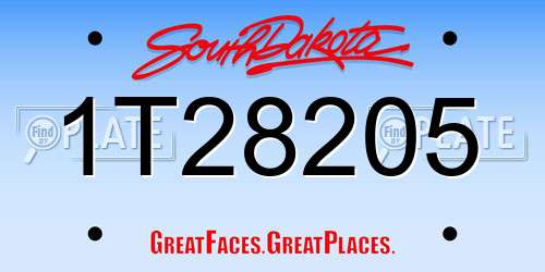 1T28205 South Dakota License Plate