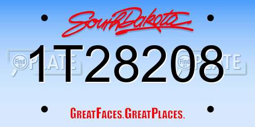 1T28208 South Dakota License Plate