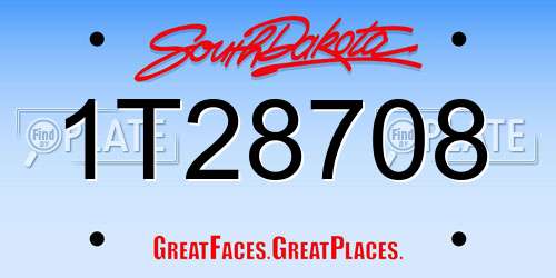 1T28708 South Dakota License Plate