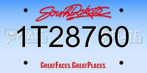 1T28760 South Dakota License Plate