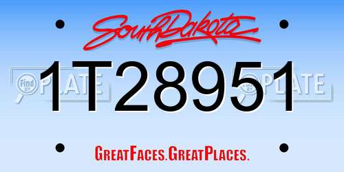 1T28951 South Dakota License Plate