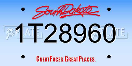 1T28960 South Dakota License Plate