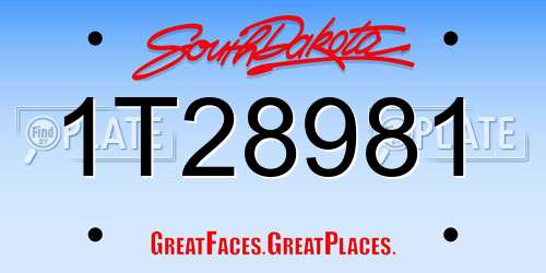 1T28981 South Dakota License Plate