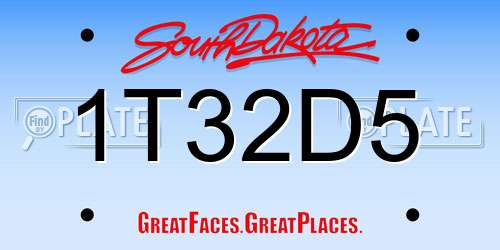 1T32D5 South Dakota License Plate