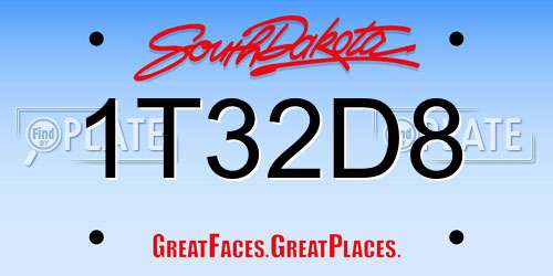 1T32D8 South Dakota License Plate