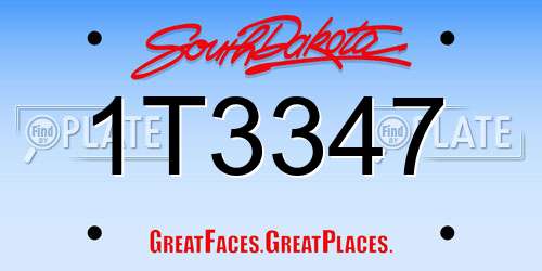 1T3347 South Dakota License Plate