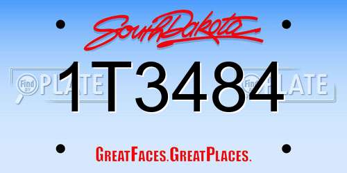 1T3484 South Dakota License Plate