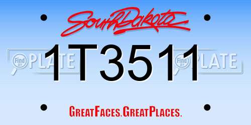 1T3511 South Dakota License Plate