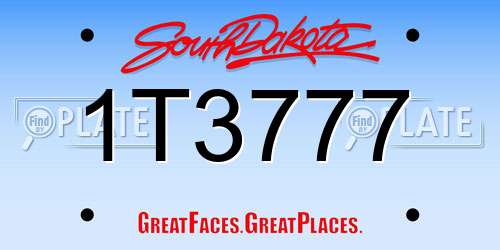 1T3777 South Dakota License Plate