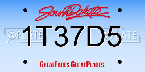 1T37D5 South Dakota License Plate