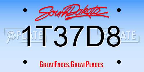 1T37D8 South Dakota License Plate