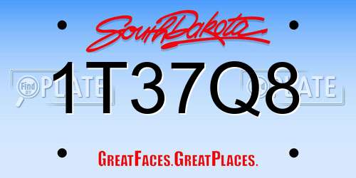 1T37Q8 South Dakota License Plate