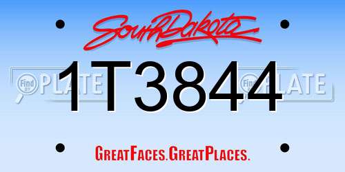 1T3844 South Dakota License Plate