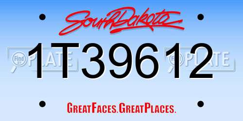1T39612 South Dakota License Plate