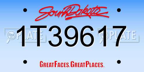 1T39617 South Dakota License Plate
