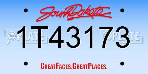 1T43173 South Dakota License Plate