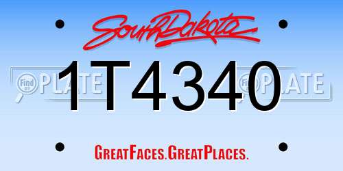 1T4340 South Dakota License Plate