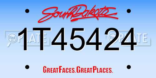 1T45424 South Dakota License Plate