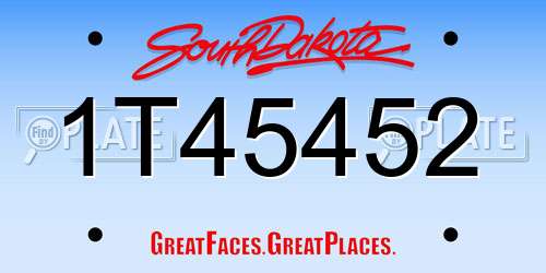 1T45452 South Dakota License Plate