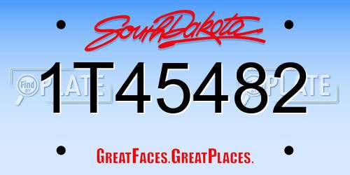 1T45482 South Dakota License Plate
