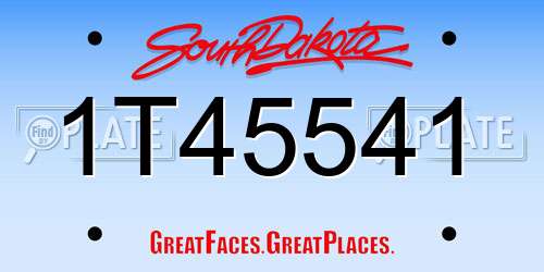 1T45541 South Dakota License Plate