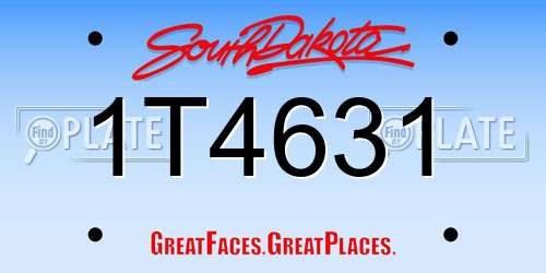 1T4631 South Dakota License Plate