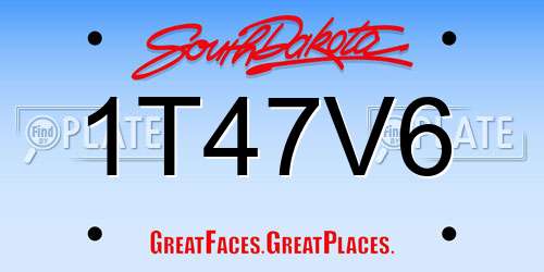 1T47V6 South Dakota License Plate