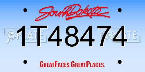 1T48474 South Dakota License Plate
