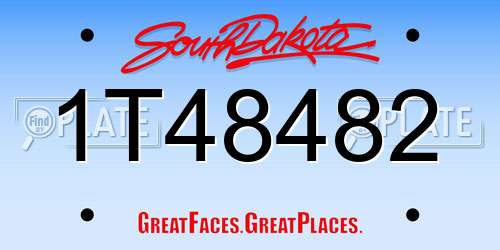 1T48482 South Dakota License Plate