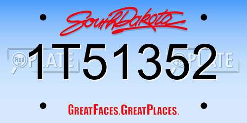 1T51352 South Dakota License Plate