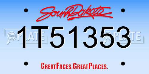 1T51353 South Dakota License Plate
