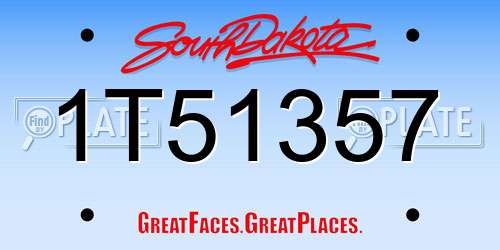 1T51357 South Dakota License Plate