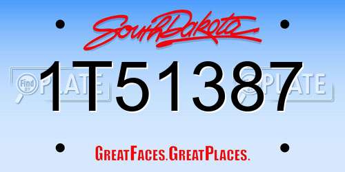 1T51387 South Dakota License Plate