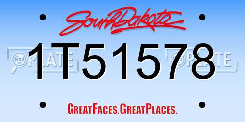 1T51578 South Dakota License Plate