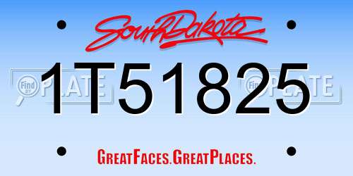1T51825 South Dakota License Plate