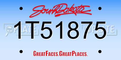 1T51875 South Dakota License Plate
