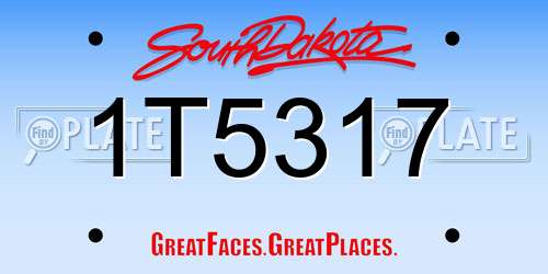 1T5317 South Dakota License Plate