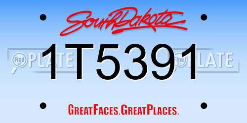 1T5391 South Dakota License Plate